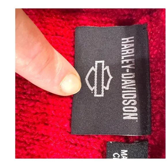 Harley Davidson Red Knit Signature Logo Pullover Sweater Biker Motorcycle S - Picture 4 of 7